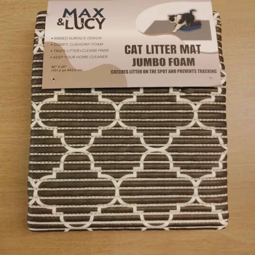 Max & Lucy Jumbo Foam Cat Litter Mat grey and white - 40x25